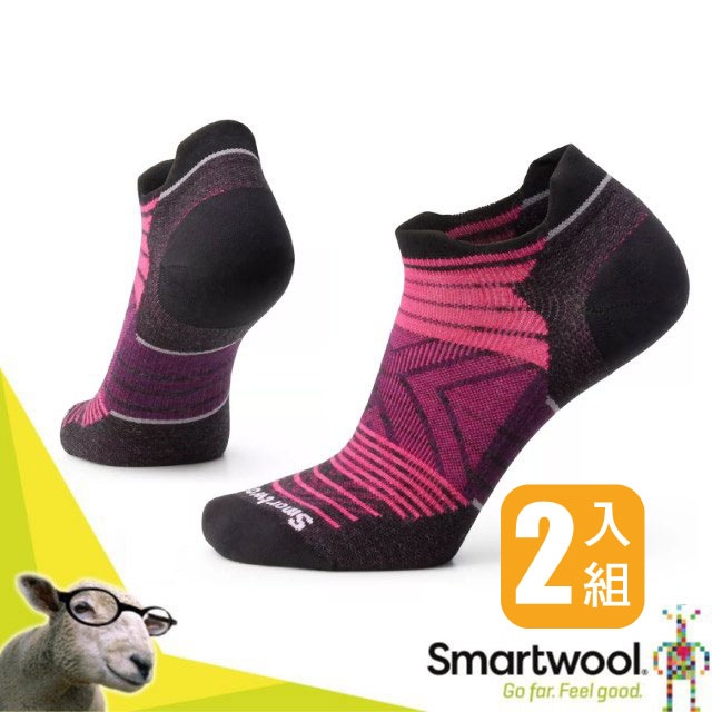 【SmartWool】女 美麗諾羊毛 機能跑步超輕減震印花踝襪 排汗跑步襪 (2入組) SW001669-L89 桃紅✿30E010